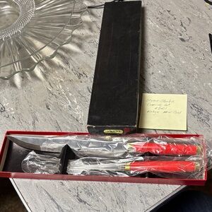 Vintage Styson Red Handle carving set